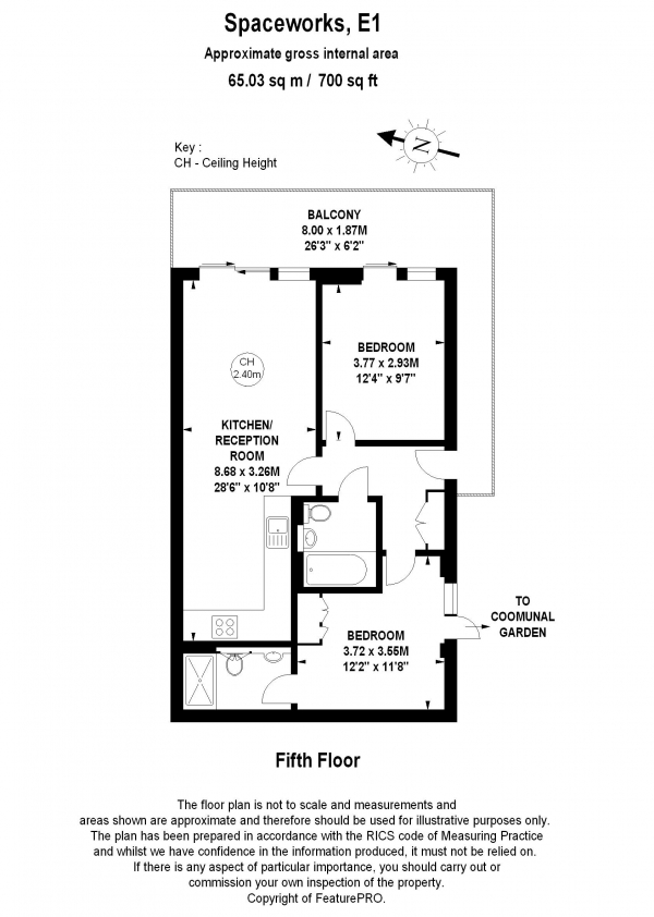 Floor Plan Image for 2 Bedroom Apartment to Rent in Spaceworks, E1