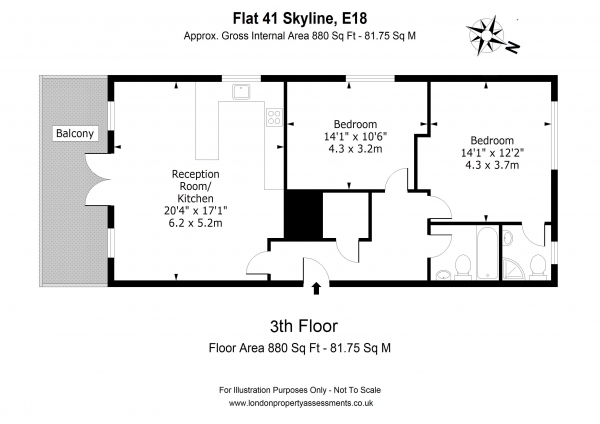 Floor Plan Image for 2 Bedroom Apartment for Sale in 41 Skyline Collection