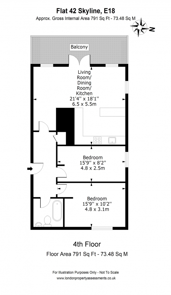 Floor Plan Image for 2 Bedroom Apartment for Sale in 42 Skyline Collection