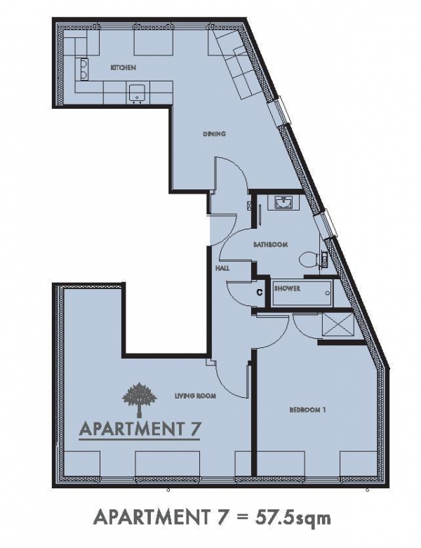 Floor Plan Image for 1 Bedroom Apartment for Sale in 7 Parkgate Apartments, E9