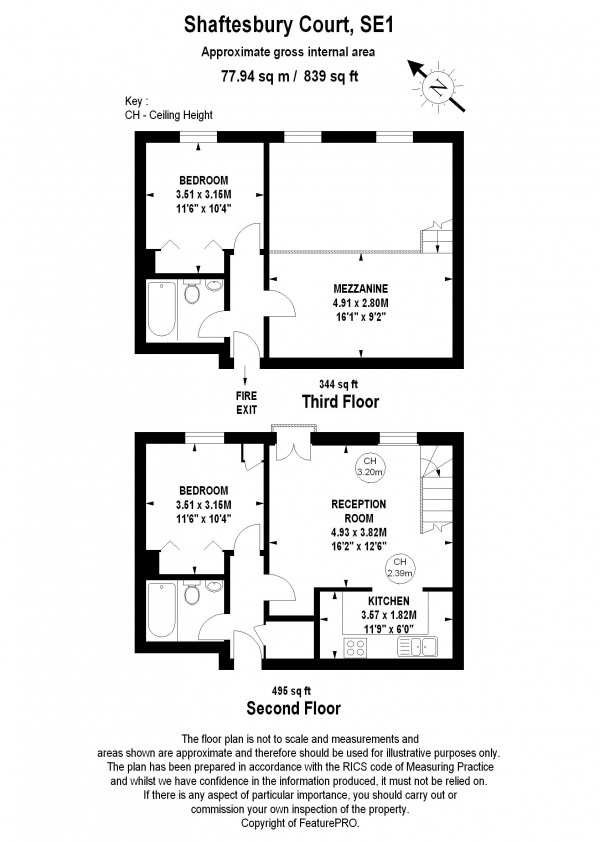 Floor Plan Image for 2 Bedroom Apartment to Rent in Shaftesbury Court, SE1