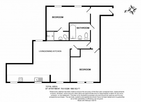 Floor Plan Image for 2 Bedroom Apartment for Sale in Hamilton Apartments, Croydon