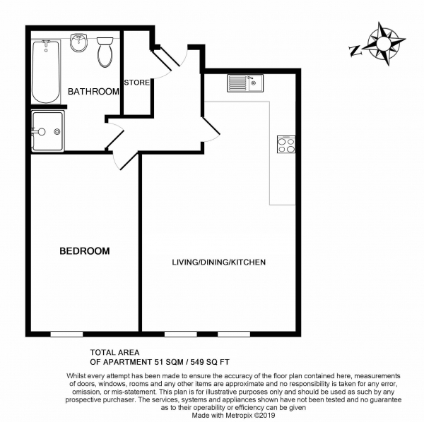 Floor Plan Image for 1 Bedroom Apartment for Sale in Hamilton Apartments, Croydon