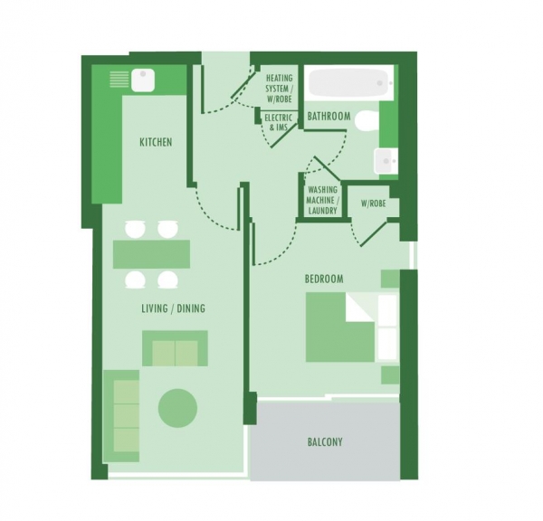 Floor Plan Image for 1 Bedroom Apartment for Sale in Quad Hoxton, N1