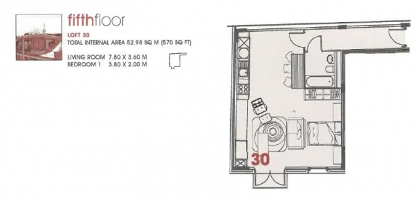 Floor Plan Image for 1 Bedroom Apartment to Rent in Seven New Inn Broadway, Shoreditch EC2