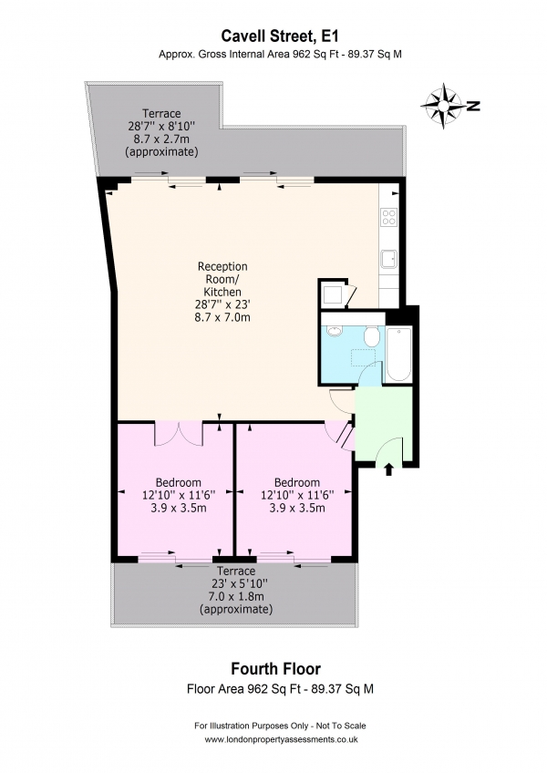 Floor Plan Image for 2 Bedroom Flat to Rent in Cavell Street, Whitechapel, E1