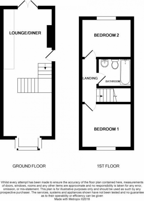 Floor Plan for 2 Bedroom End of Terrace House for Sale in Church Terrace, Chatham, ME5 7JP, ME5, 7JP -  &pound175,000