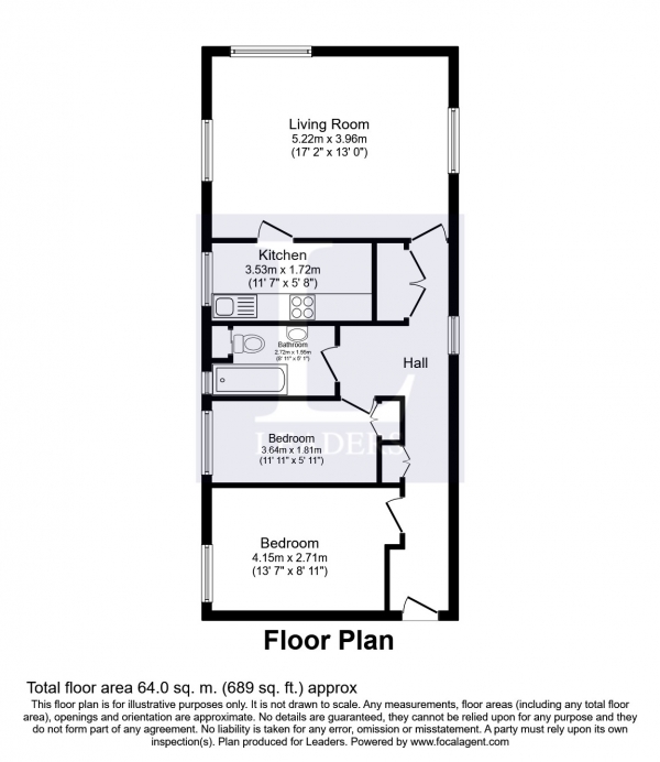 Floor Plan Image for 2 Bedroom Flat to Rent in High Ashton, Kingston Hill, Kingston On Thames