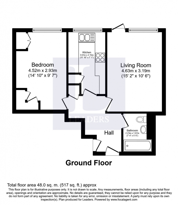 Floor Plan Image for 1 Bedroom Apartment to Rent in Beechcroft, Galsworthy Road, Kingston upon Thames