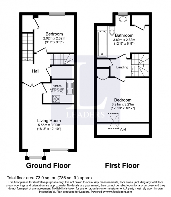 Floor Plan Image for 2 Bedroom Maisonette to Rent in Windmill Rise, Kingston Upon Thames