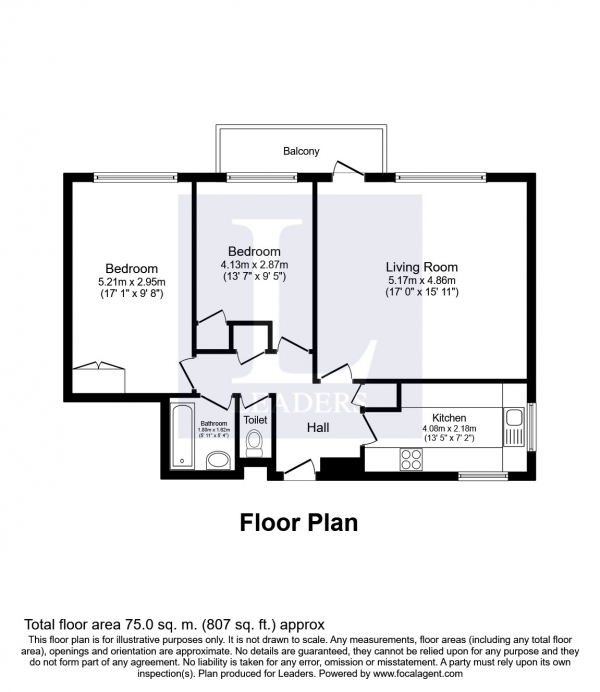 Floor Plan Image for 2 Bedroom Apartment to Rent in Richmond Court, Queens Road, Kingston