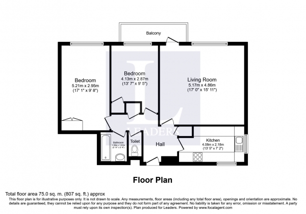 Floor Plan Image for 2 Bedroom Apartment to Rent in Richmond Court, Queens Road, Kingston