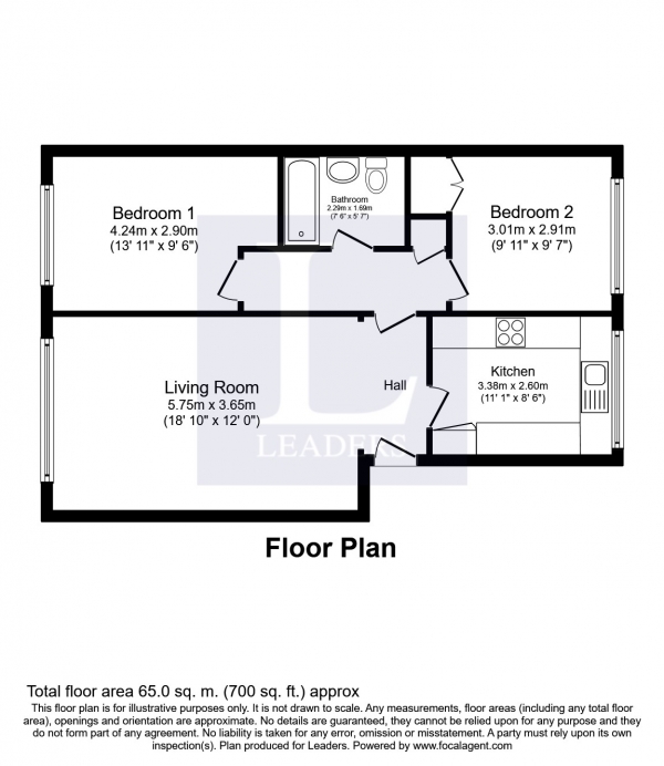 Floor Plan Image for 2 Bedroom Flat to Rent in Stratford Court, Kingston Road, New Malden