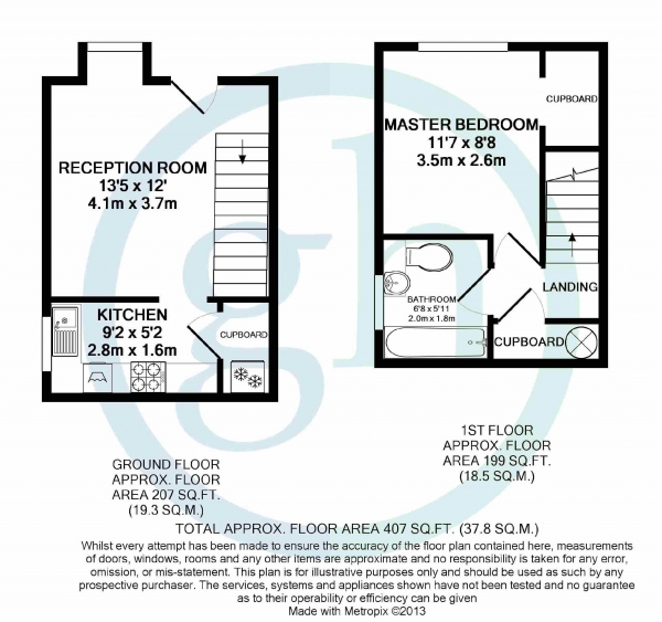 Floor Plan Image for 1 Bedroom Terraced House for Sale in Allonby Drive, Ruislip