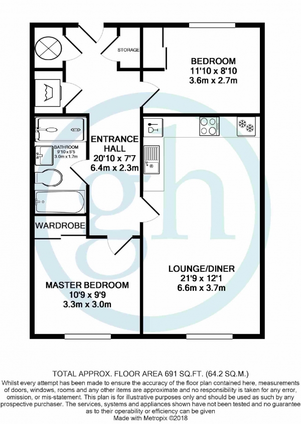 Floor Plan Image for 2 Bedroom Flat for Sale in Summerhouse Lane, Harefield