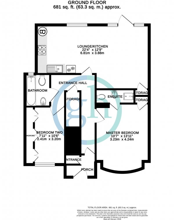 Floor Plan Image for 2 Bedroom Maisonette for Sale in Exeter Road, Harrow