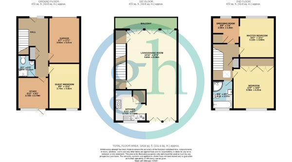 Floor Plan Image for 4 Bedroom Town House for Sale in Azalea Walk, Pinner