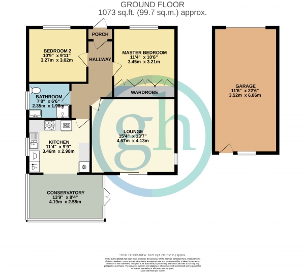 Floor Plan Image for 2 Bedroom Detached Bungalow for Sale in The Croft, Ruislip