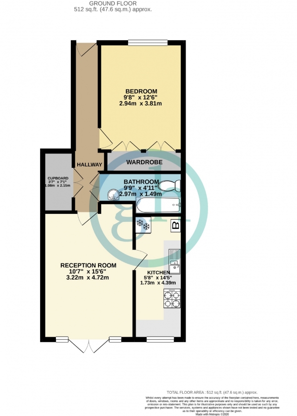 Floor Plan Image for 1 Bedroom Flat for Sale in Westwood Close, Ruislip