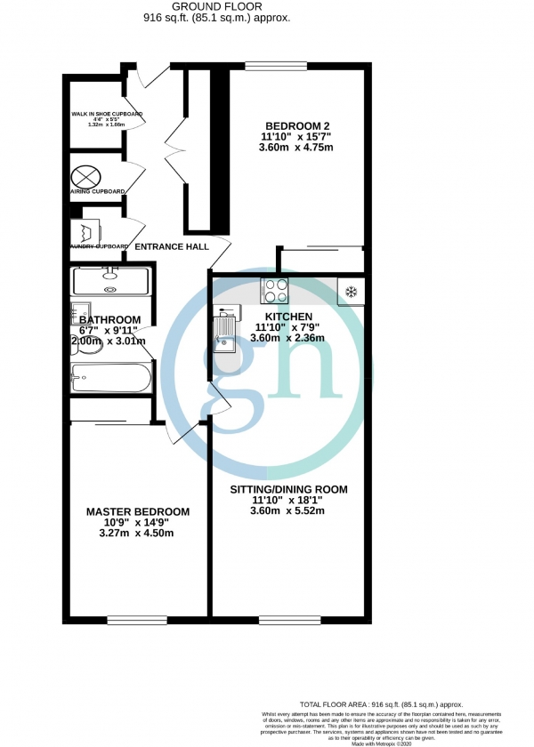 Floor Plan Image for 2 Bedroom Apartment for Sale in Summerhouse Lane, Uxbridge