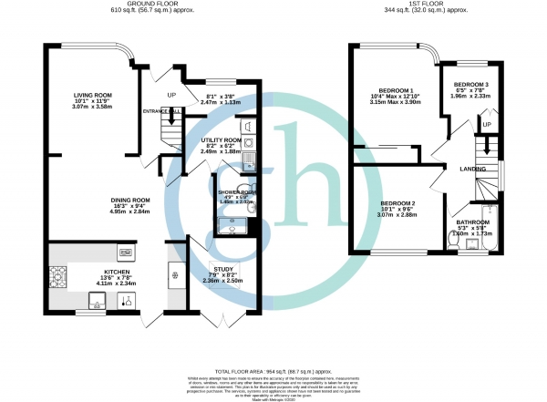 Floor Plan Image for 3 Bedroom End of Terrace House for Sale in Lynmouth Drive, Ruislip