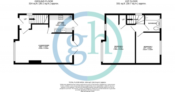 Floor Plan Image for 2 Bedroom Semi-Detached House for Sale in Clyfford Road, Ruislip