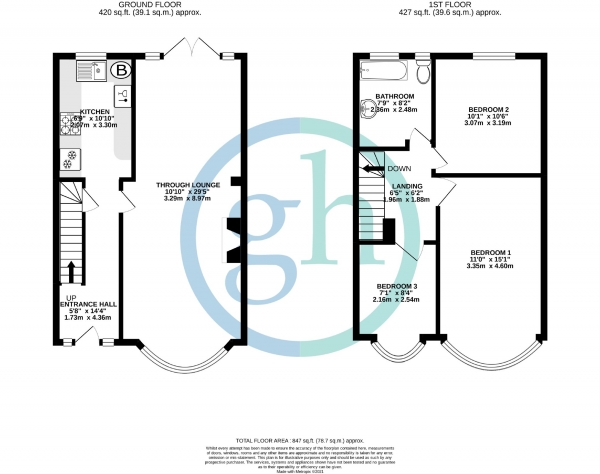 Floor Plan Image for 3 Bedroom Terraced House for Sale in Cornwall Road, Ruislip