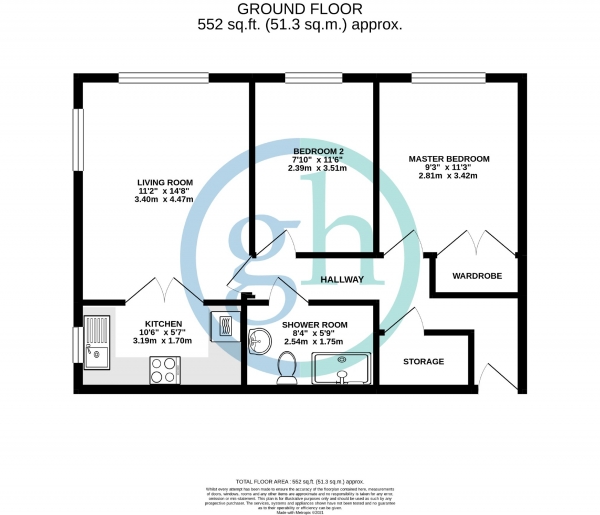 Floor Plan Image for 2 Bedroom Retirement Property for Sale in Masters Court, Ruislip