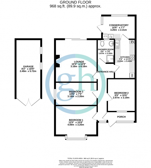 Floor Plan Image for 3 Bedroom Semi-Detached Bungalow for Sale in Herlwyn Avenue, Ruislip