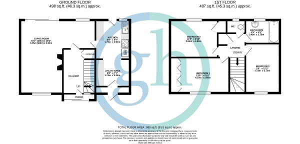 Floor Plan Image for 3 Bedroom Terraced House for Sale in Kempton Avenue, Northolt