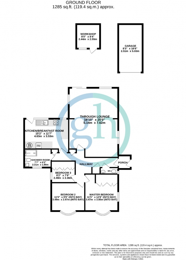 Floor Plan Image for 3 Bedroom Detached Bungalow for Sale in Brickwall Lane, Ruislip