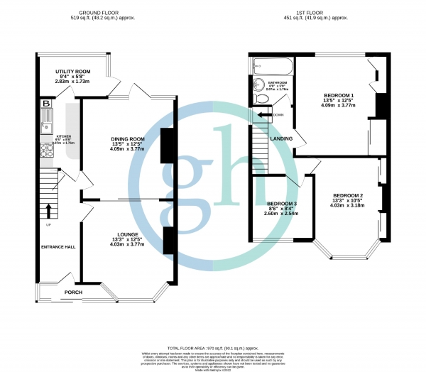 Floor Plan Image for 3 Bedroom Semi-Detached House for Sale in Russell Road, Northolt