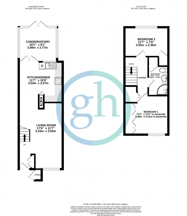 Floor Plan Image for 2 Bedroom Terraced House for Sale in Greystoke Drive, Ruislip