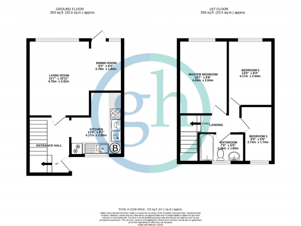 Floor Plan Image for 3 Bedroom Terraced House for Sale in Hollowfield Walk, Northolt