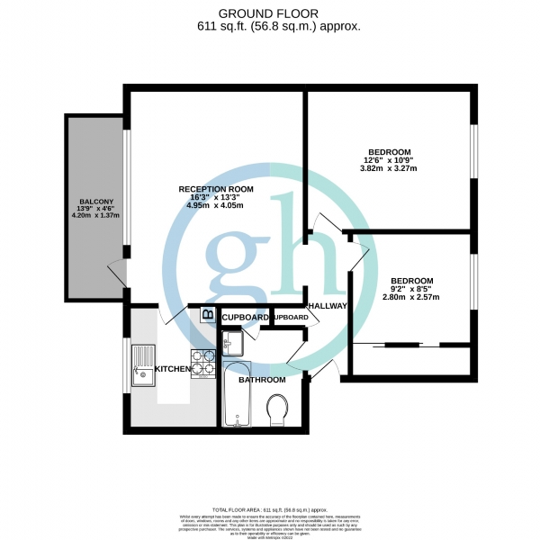 Floor Plan Image for 2 Bedroom Flat to Rent in Dell Farm Road, Ruislip