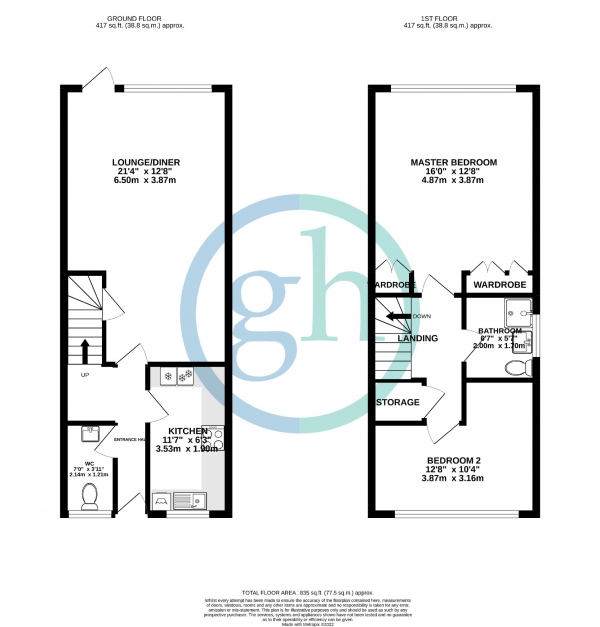 Floor Plan Image for 2 Bedroom End of Terrace House to Rent in Nibthwaite Road, Harrow