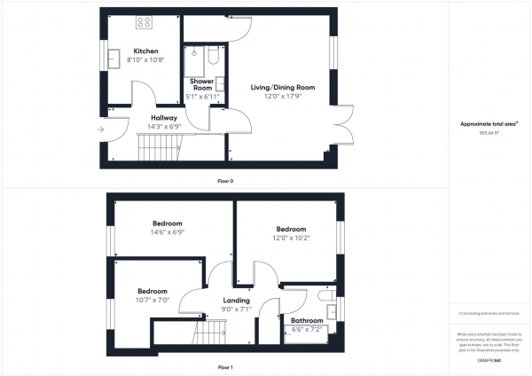 Floor Plan Image for 3 Bedroom Terraced House for Sale in Lawrence Grove, Uxbridge