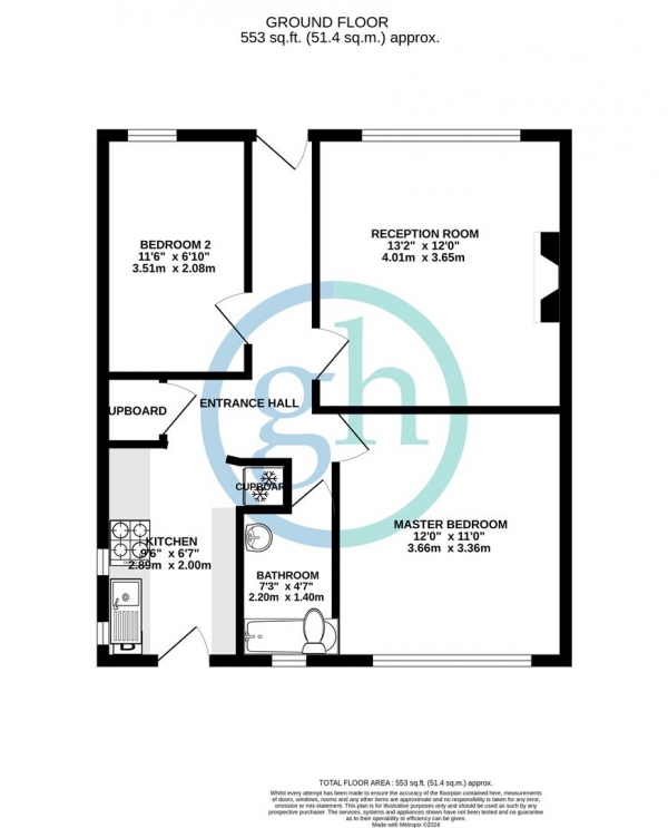 Floor Plan Image for 2 Bedroom Maisonette to Rent in Northdown Close, Ruislip