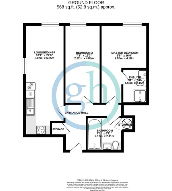 Floor Plan Image for 2 Bedroom Apartment for Sale in Pembroke Road, Ruislip