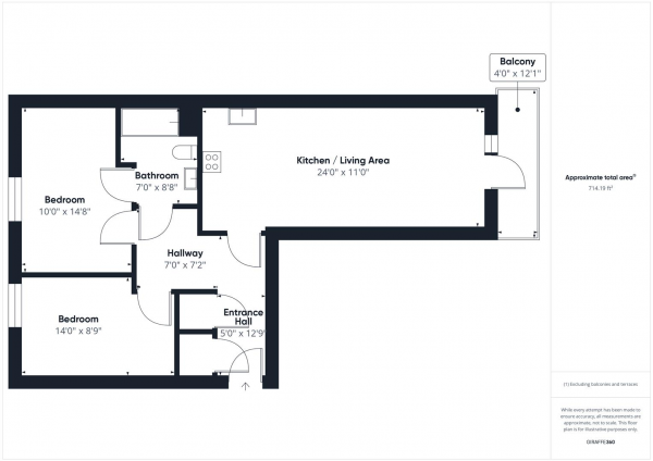 Floor Plan Image for 2 Bedroom Flat for Sale in Truesdales, Ickenham, Uxbridge