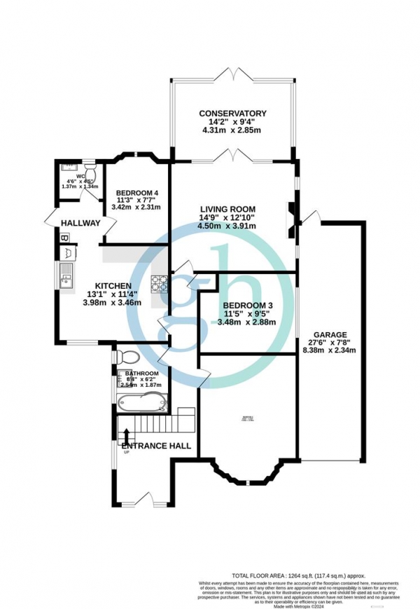 Floor Plan Image for 4 Bedroom Property to Rent in Howletts Lane, Ruislip, Middlesex