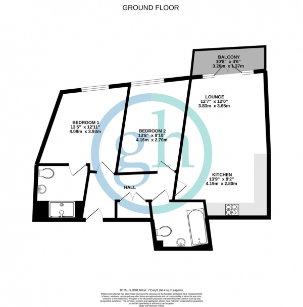 Floor Plan Image for 2 Bedroom Apartment for Sale in Flowers Avenue, Ruislip