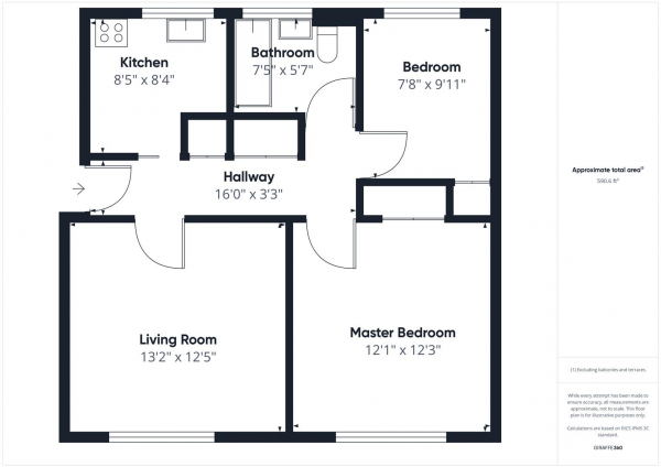 Floor Plan Image for 2 Bedroom Flat to Rent in Rodwell Close, Salisbury House, Ruislip