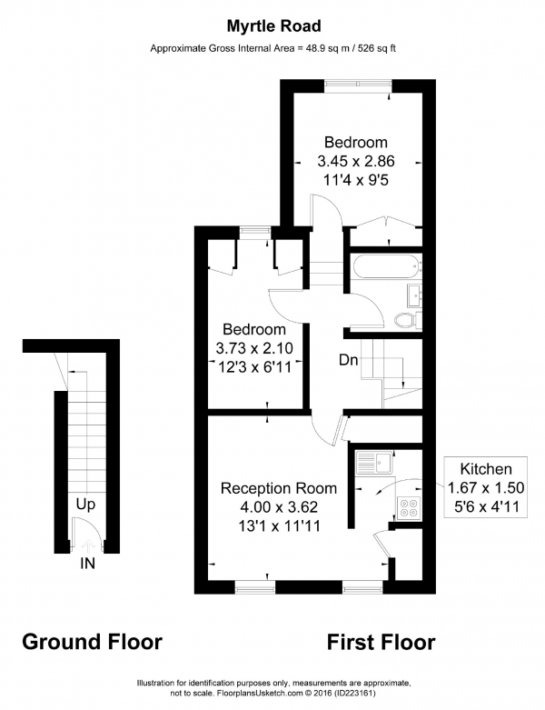 Floor Plan for 2 Bedroom Flat to Rent in Myrtle Road, Acton, London, W3, 6DY - £277  pw | £1200 pcm