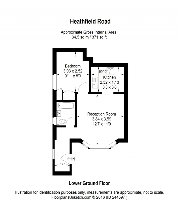 Floor Plan for 1 Bedroom Flat to Rent in Heathfield Rd, London, W3, 8EJ - £245  pw | £1062 pcm