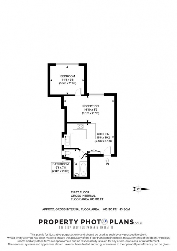 Floor Plan Image for 1 Bedroom Flat for Sale in Twyford Avenue, London