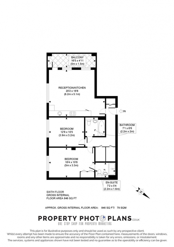 Floor Plan for 2 Bedroom Flat for Sale in Habington House, Avenue Road, London, W3, 8YP -  &pound575,000