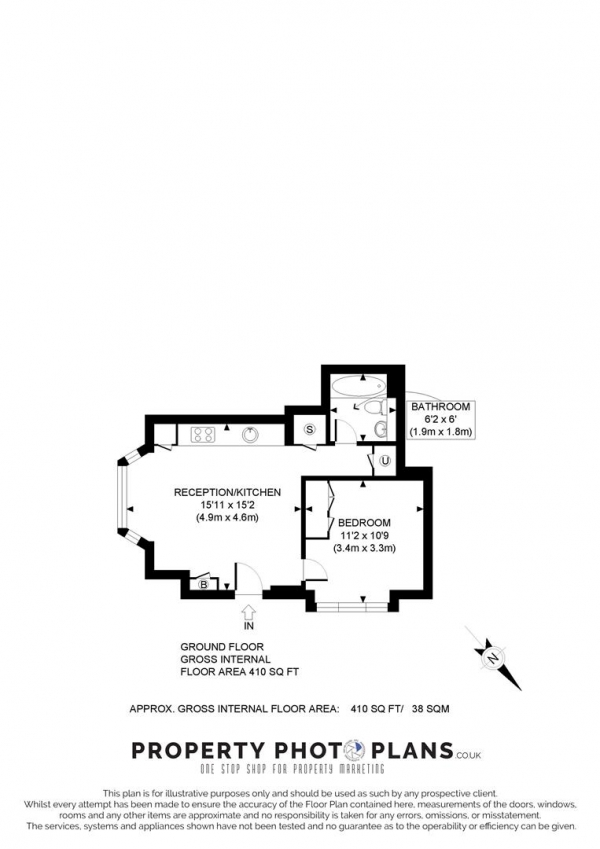 Floor Plan for 1 Bedroom Flat to Rent in Hereford Road, London, W3, 9JW - £392 pw | £1700 pcm