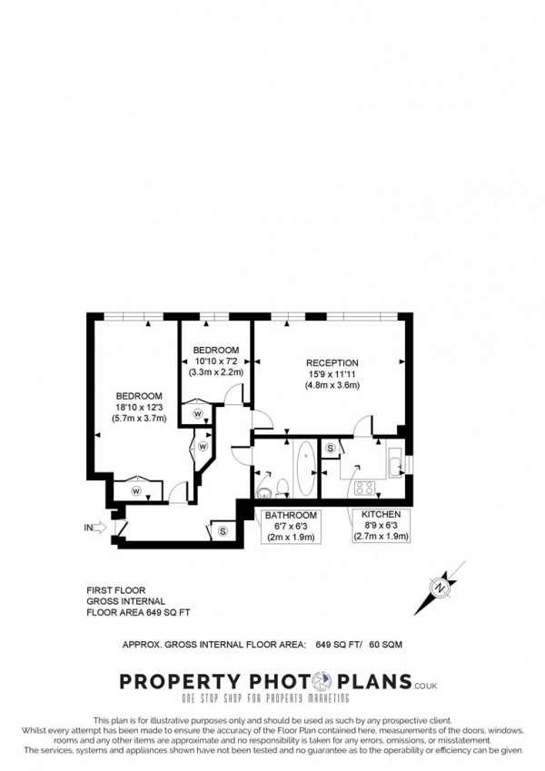 Floor Plan Image for 2 Bedroom Flat for Sale in Amelia Close, London