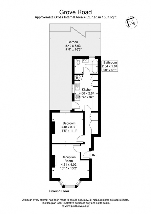 Floor Plan Image for 1 Bedroom Flat for Sale in Grove Road, London